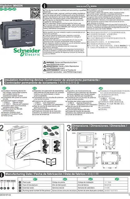 schneider施耐德Vigilohm IM400N Instruction Sheet
